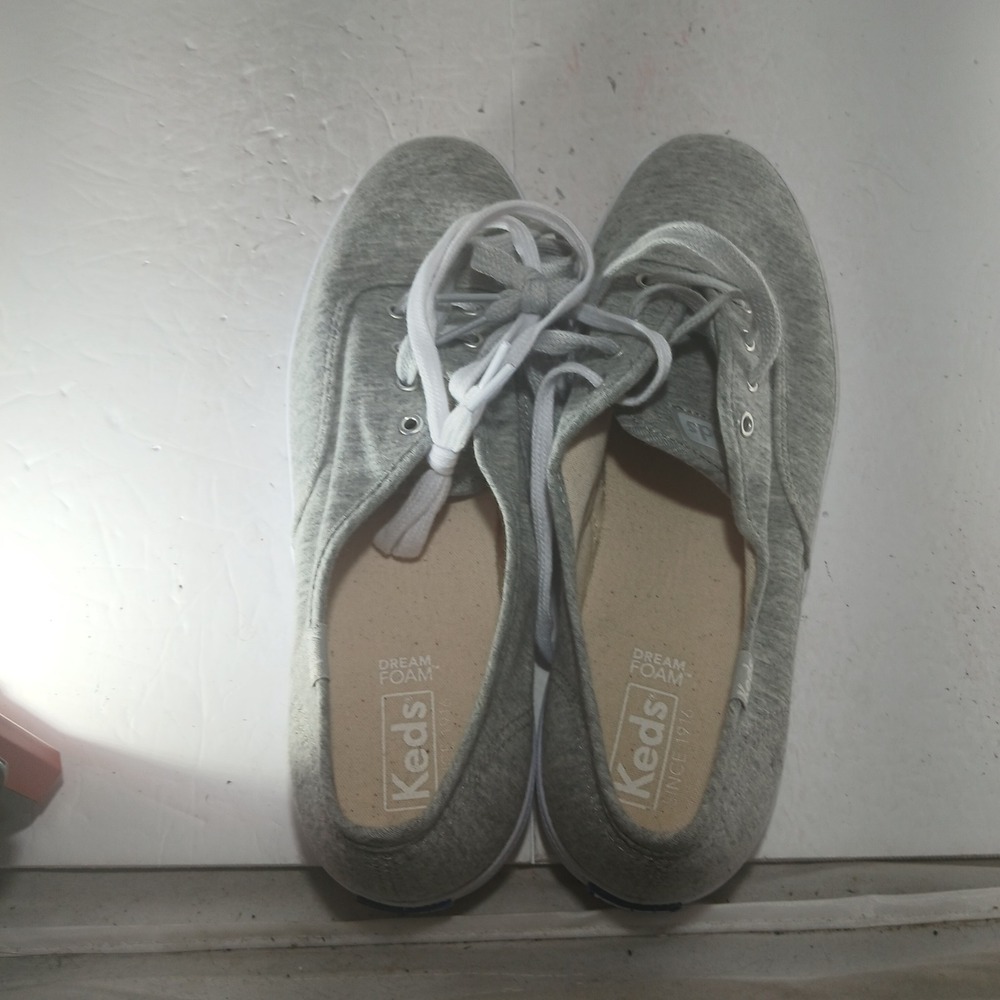 Keds Champion Jersey Sneakers 9 Grey Low Top Lace Up Dream Foam WF61526 - Picture 7 of 10